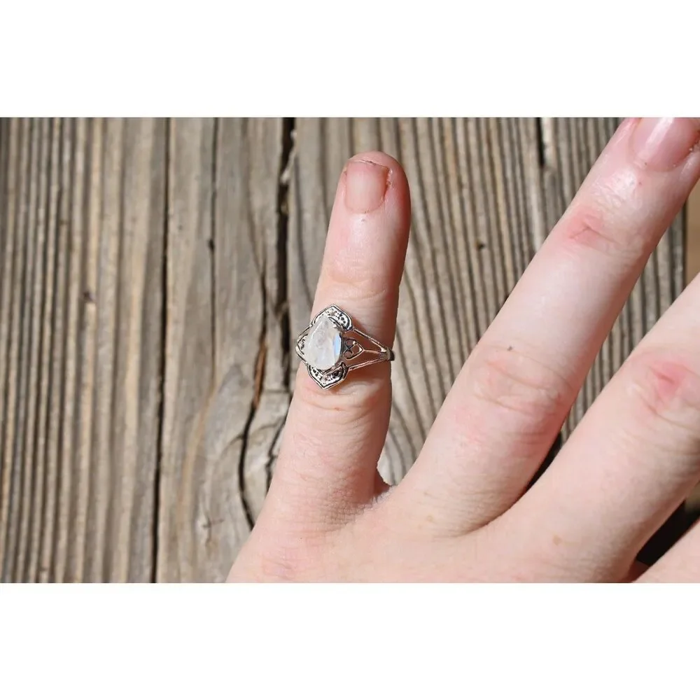 Engagement ring Moonstone sterling silver ring American made